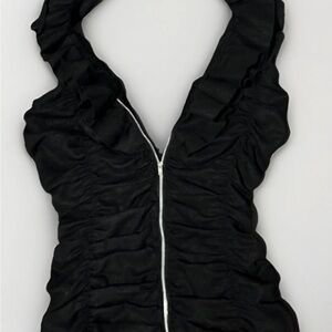 Boston Proper Black Ruched halterTank Top